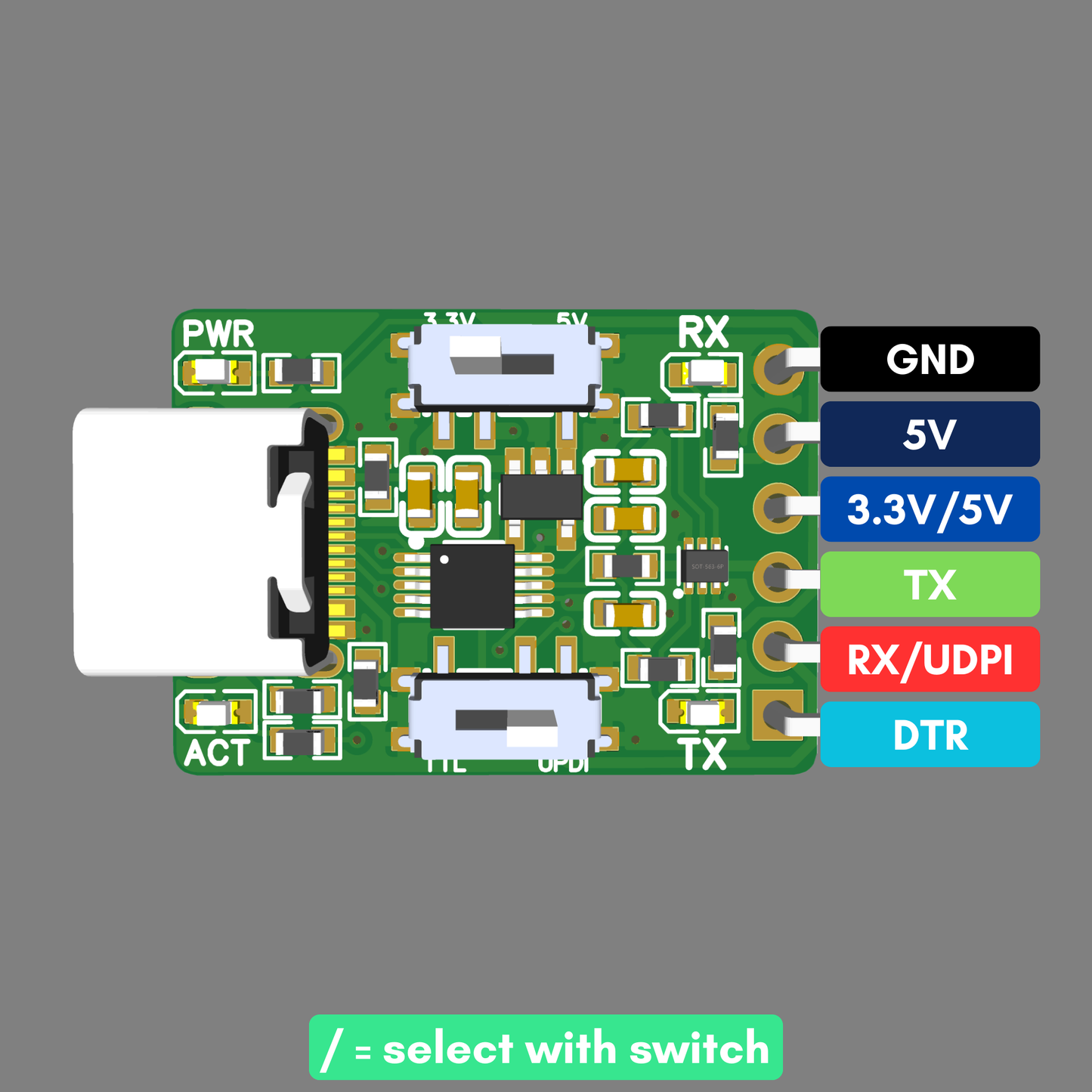 UPDI & TTL Programmer for ATtiny Microcontrollers - Arduino IDE Compatible