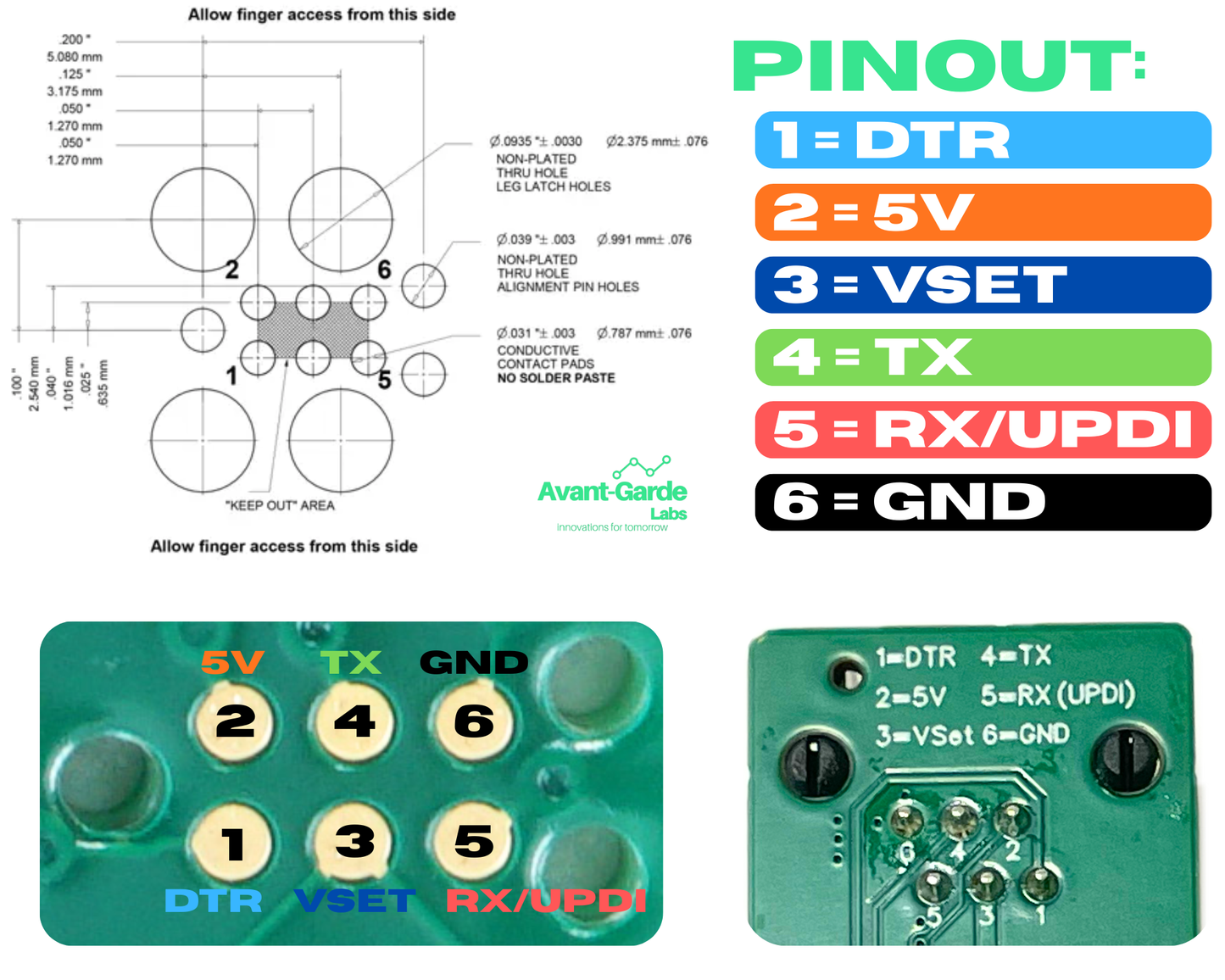 UPDI & TTL Programmer for RJ12 Tag-Connect Cables - Arduino Compatible